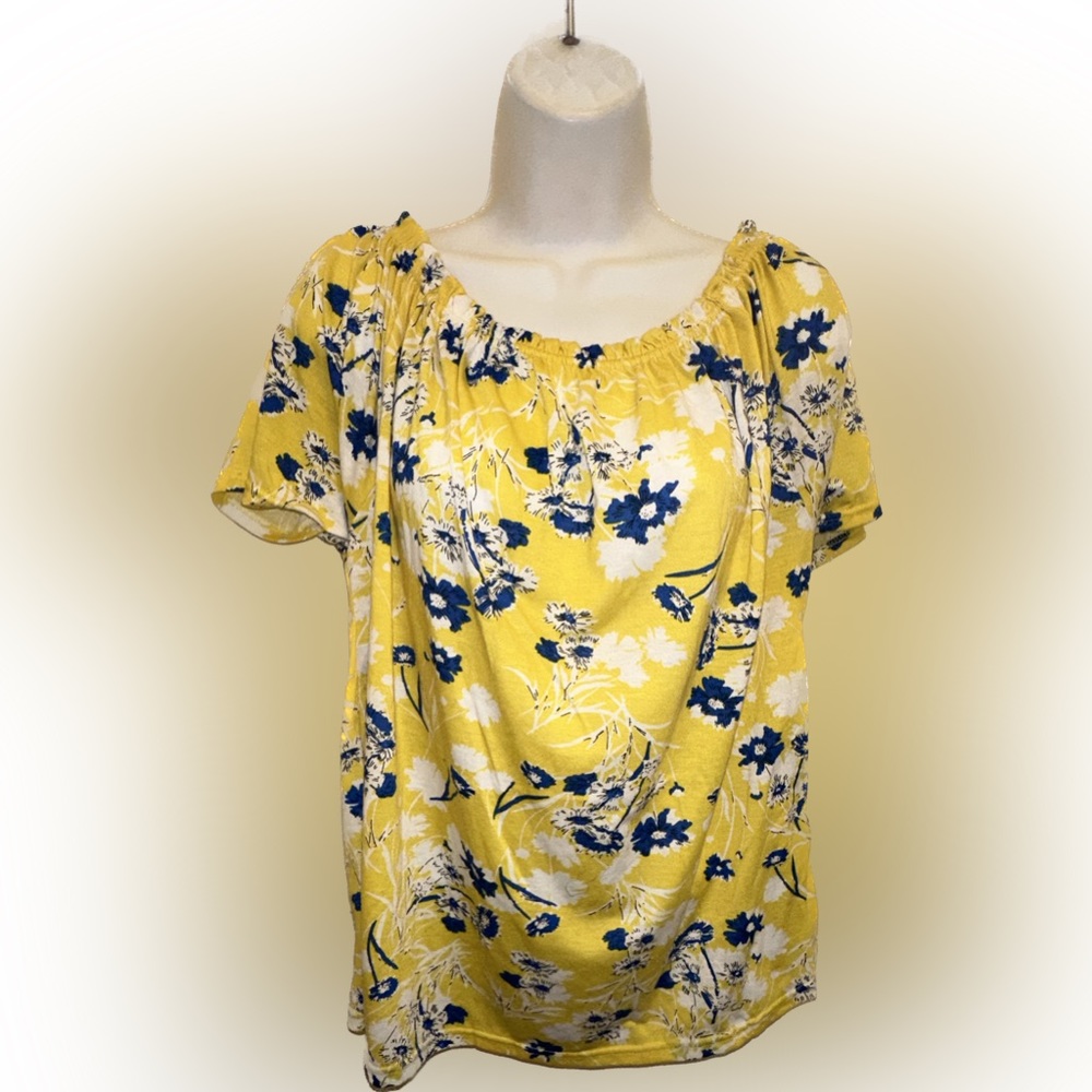 Anthropologie Eden & Olivia Yellow/Blue Floral Blouse XL